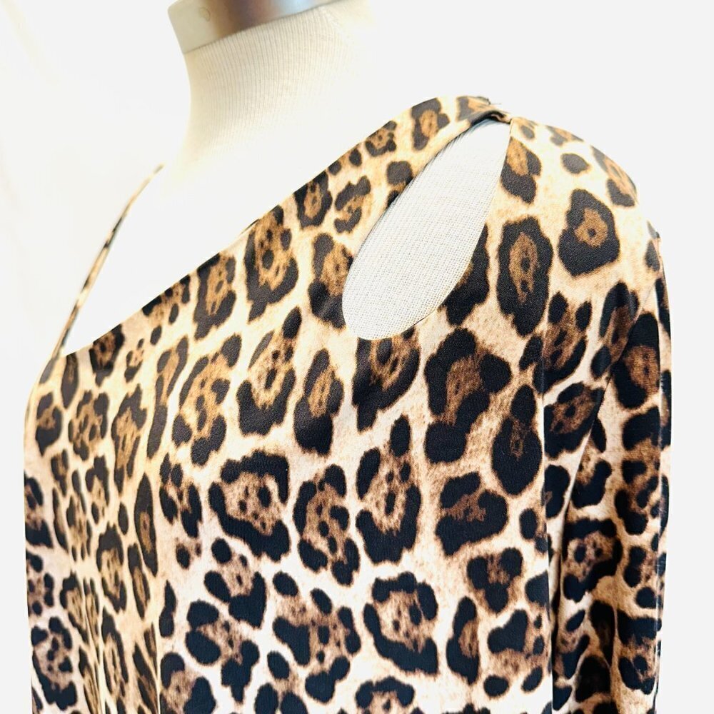 NWT INTEMPO Women Long Sleeve Leopard Print Thong Bodysuit Top Shirt Plus Sz 3X - Picture 4 of 13